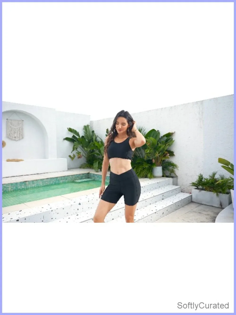 Women High Waisted Swim Shorts with Pockets Tummy Control Built-in Brief 5" - Picture 6 of 6
